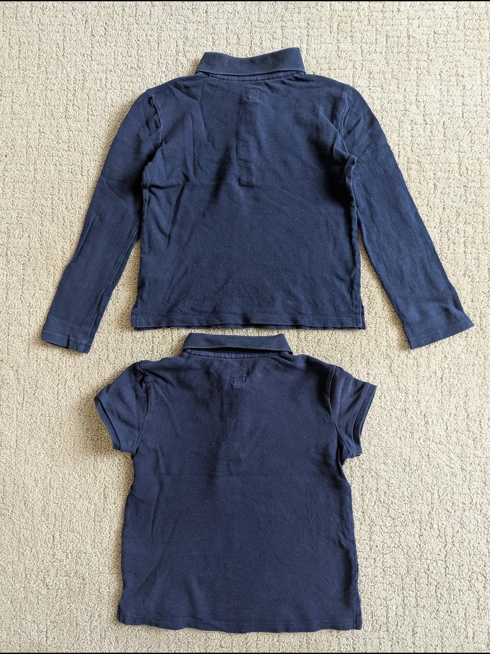 Lot Of 2 GAP Kids Polo Shirt Navy Blue S Cotton Pique School Uniform Long Sleeve